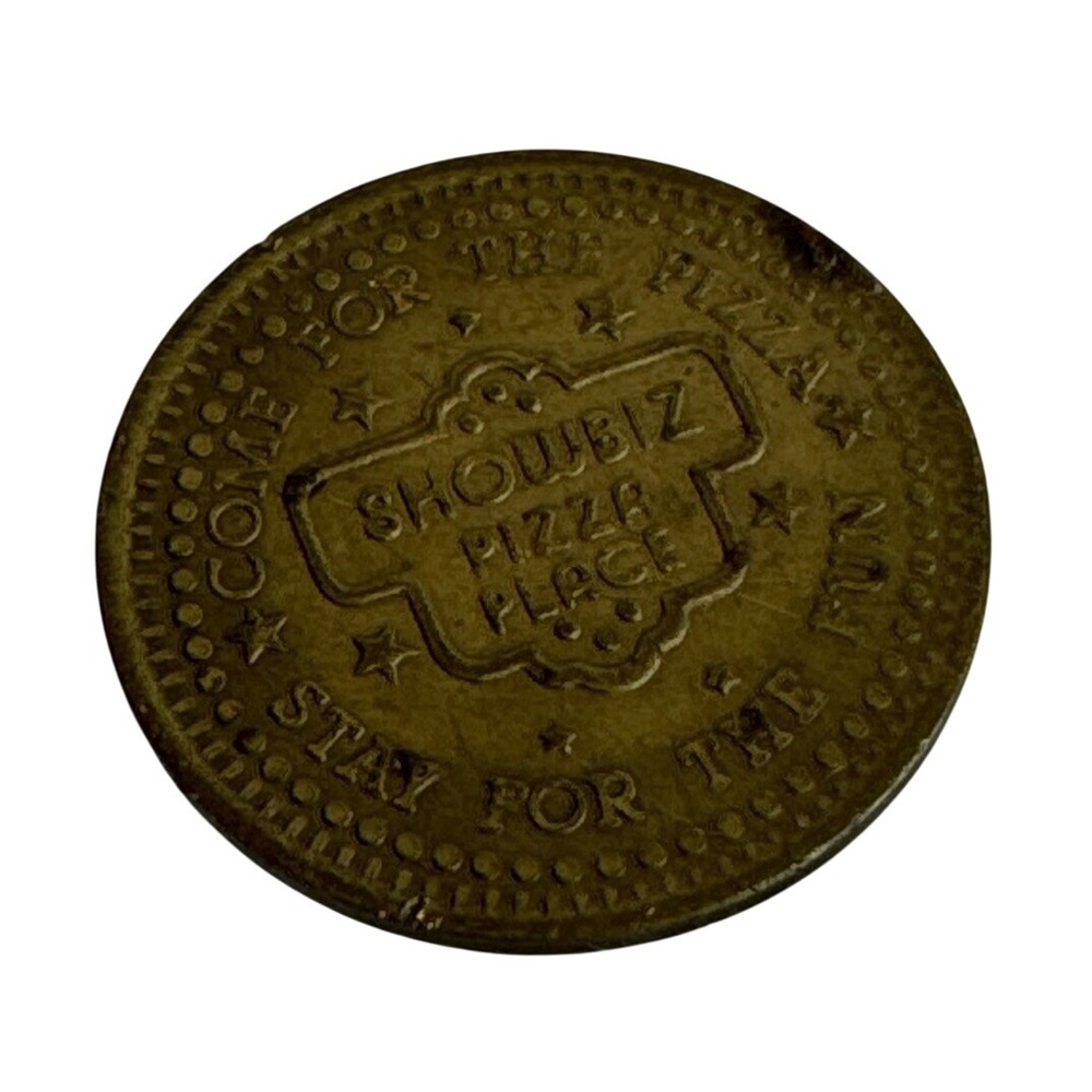 Vintage ShowBiz Pizza Place Arcade Game Token Brass‎ Coin Play Value 2 Retro